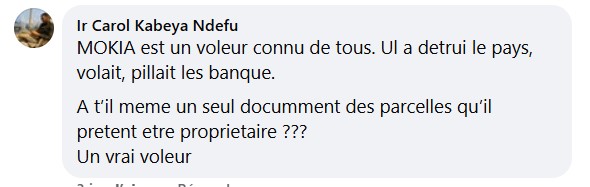 propos diffamatoires de M. Ir Carol Kabeya Ndefu